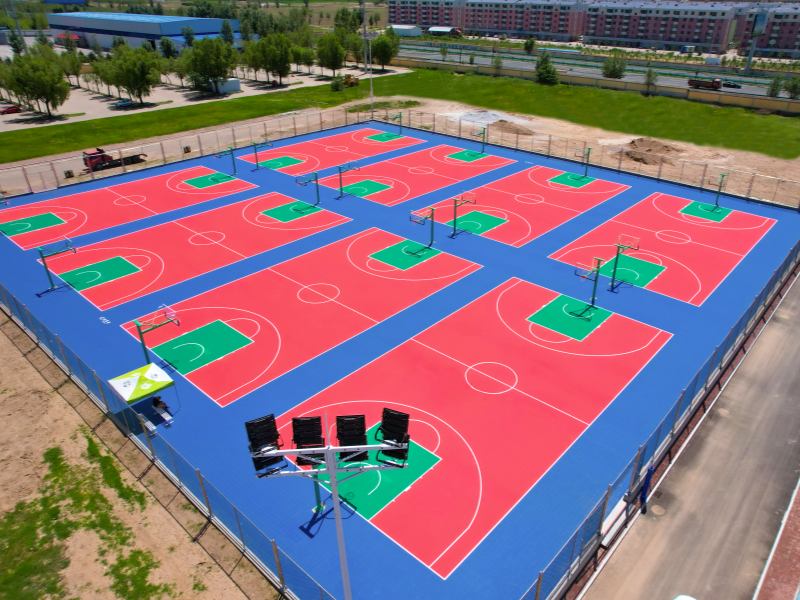 Which Material Is Best for Your Basketball Court? 🏀 A Guide to Acrylic, Silicon PU & Interlocking Tiles Basketball Court 4
